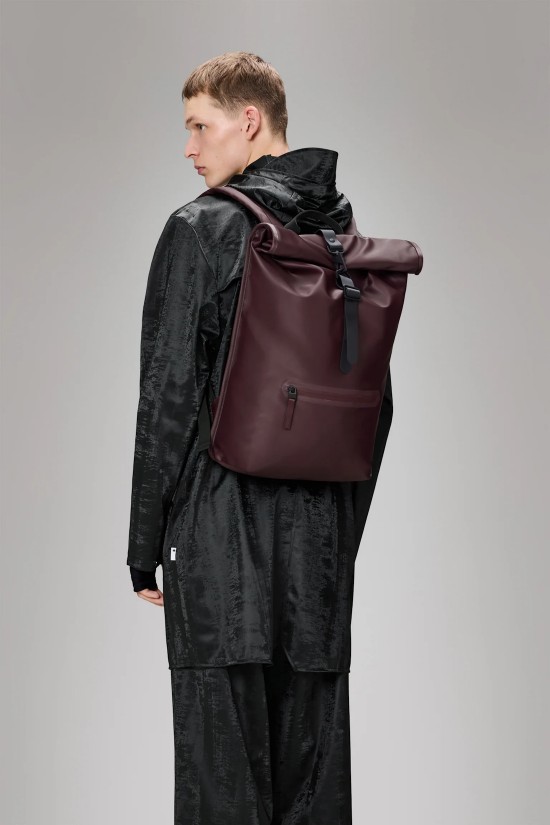Unisex Μπορντό Αδιάβροχη τσάντα πλάτης - Rains Rolltop Depth 13320