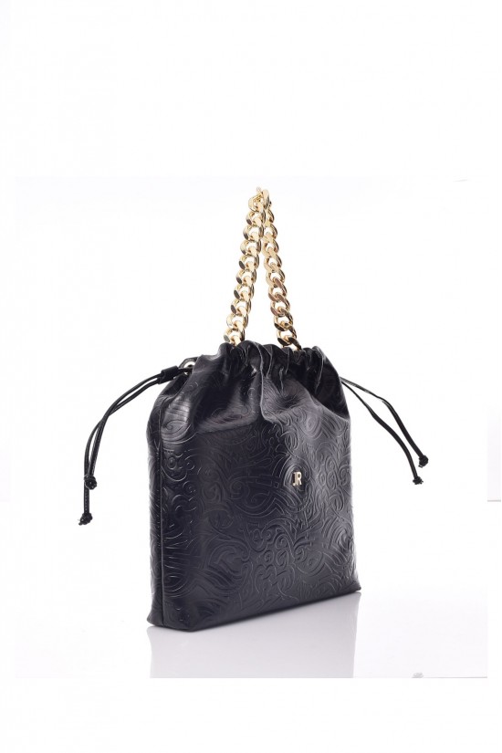 Γυναικεία μαύρη δερμάτινη τσάντα ώμου - John Richmond RWA25117BO  Γυναικεία μαύρη δερμάτινη τσάντα ώμου - John Richmond RWA25117BO