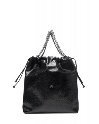 Γυναικεία μεγάλη μαύρη δερμάτινη τσάντα - John Richmond RWA25118BO 