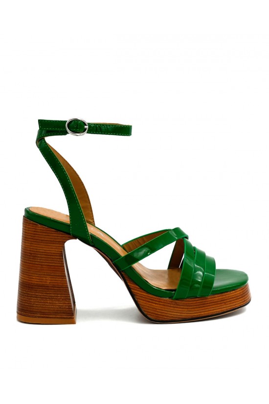 Γυναικεία ψηλοτάκουνα πράσινα πέδιλα - Favela Mikayla 0116001249