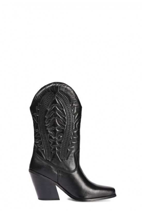 Γυναικείες μαύρες δερμάτινες καουμπόικες μπότες - Gioseppo Herlev 70701