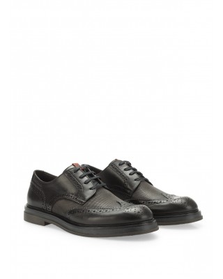 Ανδρικά δερμάτινα μαύρα μοκασίνια - Ambitious Brogues 12391-6653AM Ανδρικά δερμάτινα μαύρα μοκασίνια - Ambitious Brogues 12391-6653AM