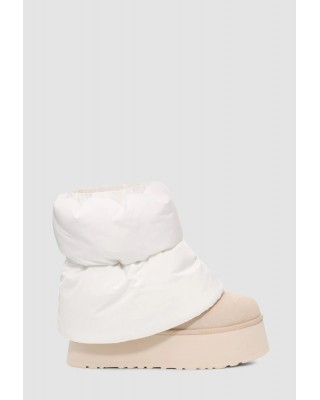 Γυναικεία λευκά-μπεζ μποτάκια - Ugg Classic Mini Dipper Puffer W/1158275 Γυναικεία λευκά-μπεζ μποτάκια - Ugg Classic Mini Dipper Puffer W/1158275