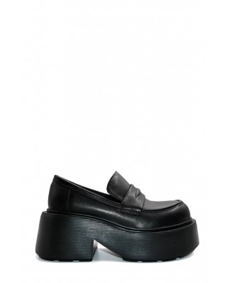 Γυναικεία μαύρα ψηλά δερμάτινα loafers - Favela Pizan 0116001482 Γυναικεία μαύρα ψηλά δερμάτινα loafers - Favela Pizan 0116001482