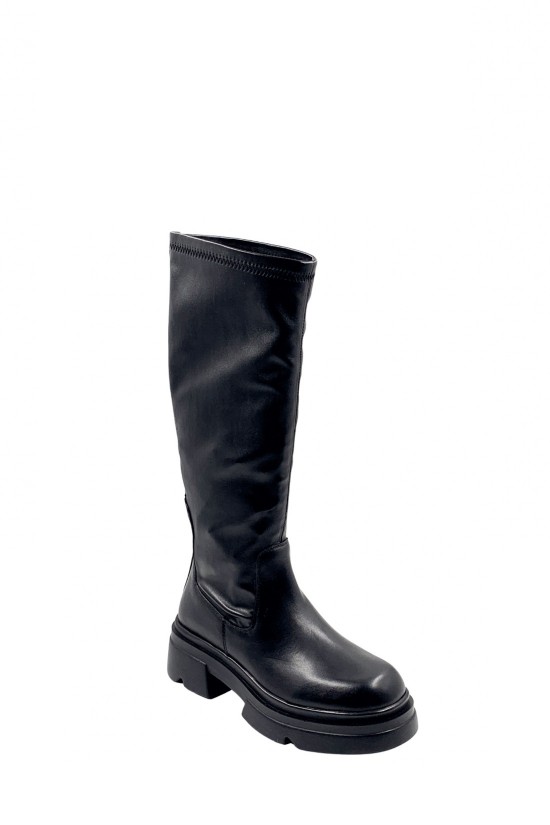 Γυναικεία μαύρη δερμάτινη stretch μπότα - Emanuelle Vee 452M-809-15 Γυναικεία μαύρη δερμάτινη stretch μπότα - Emanuelle Vee 452M-809-15