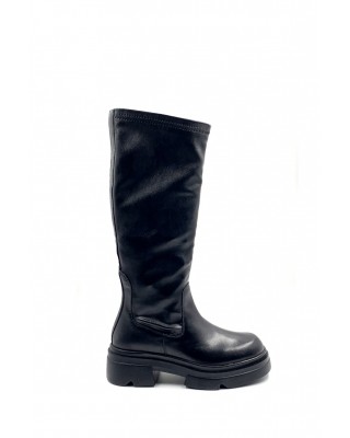 Γυναικεία μαύρη δερμάτινη stretch μπότα - Emanuelle Vee 452M-809-15