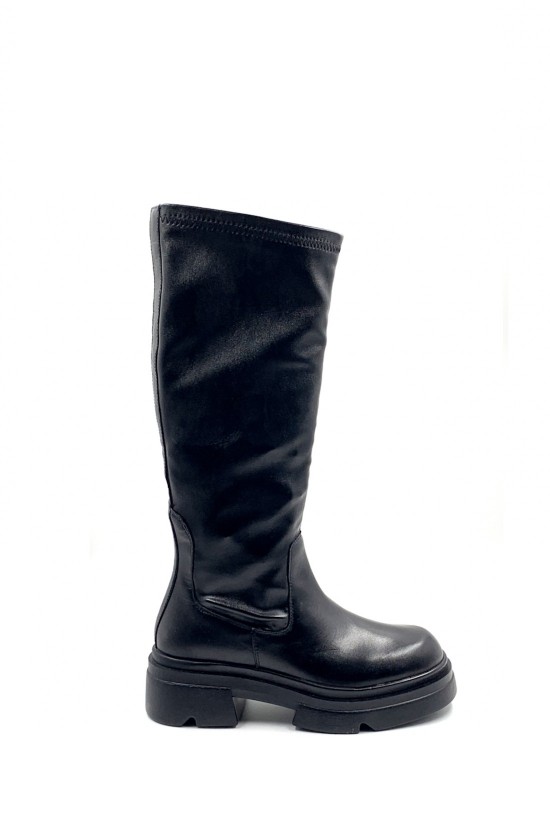 Γυναικεία μαύρη δερμάτινη stretch μπότα - Emanuelle Vee 452M-809-15 Γυναικεία μαύρη δερμάτινη stretch μπότα - Emanuelle Vee 452M-809-15