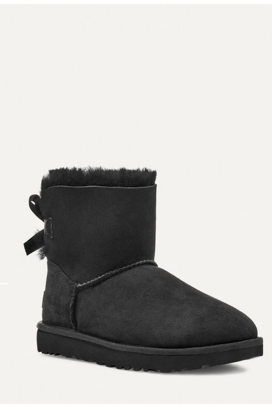 Γυναικεία μαύρα μποτάκια με φιόγκο - Ugg Mini Bailey Bow II W/1016501 Γυναικεία μαύρα μποτάκια με φιόγκο - Ugg Mini Bailey Bow II W/1016501