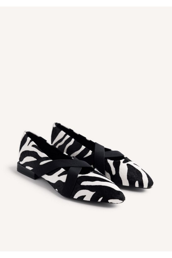 Γυναικείες μαύρες δερμάτινες μπαλαρίνες animal print - Gioseppo Milaca 76867