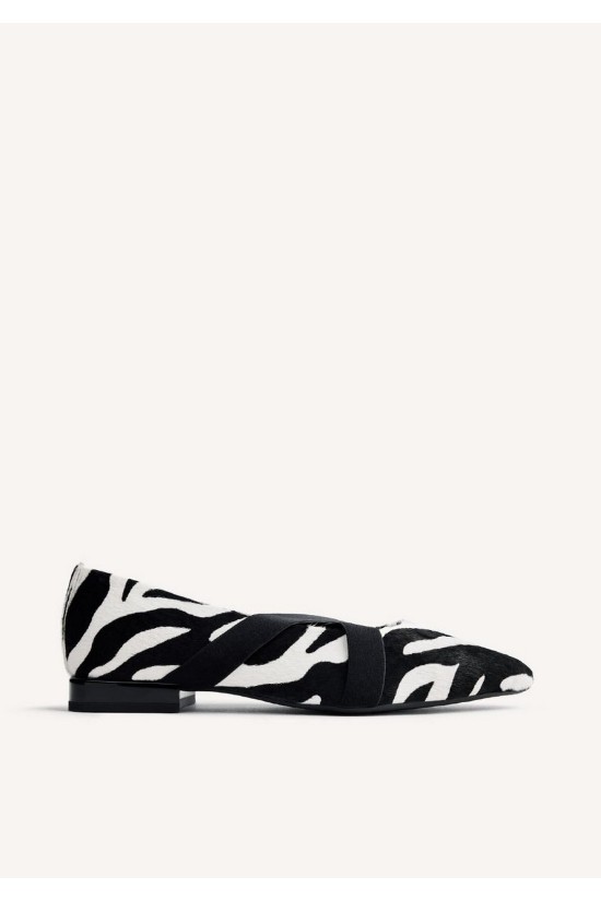 Γυναικείες μαύρες δερμάτινες μπαλαρίνες animal print - Gioseppo Milaca 76867