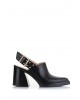 Γυναικείο μαύρο δερμάτινο mule - IRIS Teo105