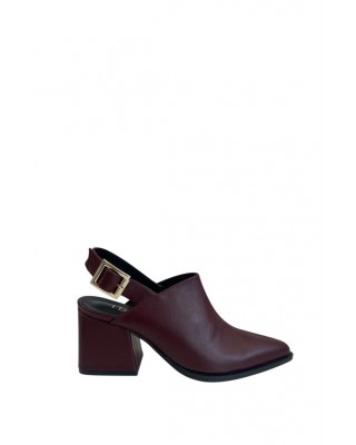Γυναικείο μπορντό δερμάτινο mule - Iris B605