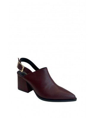 Γυναικείο μπορντό δερμάτινο mule - Iris B605