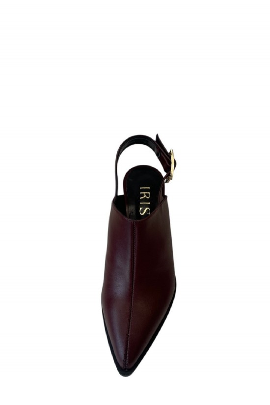 Γυναικείο μπορντό δερμάτινο mule - Iris B605