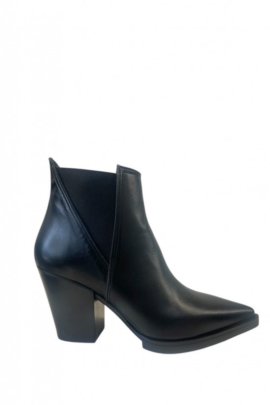 Γυναικείο μαύρο δερμάτινο μποτάκι - Iris Taty102