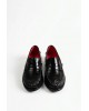 Γυναικεία μαύρα δερμάτινα loafers - KMB A7876