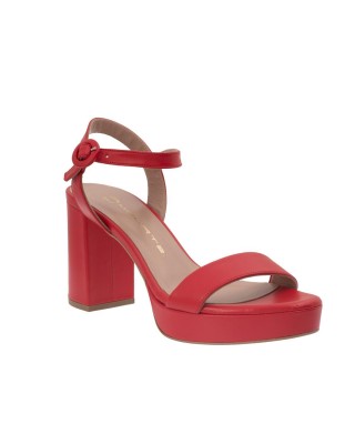 Γυναικεία δερμάτινα πέδιλα - Κόκκινα Mourtzi 55/553F16