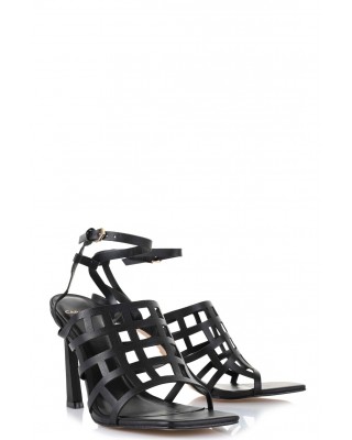 Γυναικεία μαύρα δερμάτινα πέδιλα - Carrano Vegetal 657002