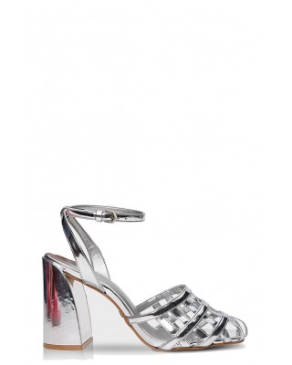 Γυναικείο ασημί δερμάτινο πέδιλο - Carrano 651002