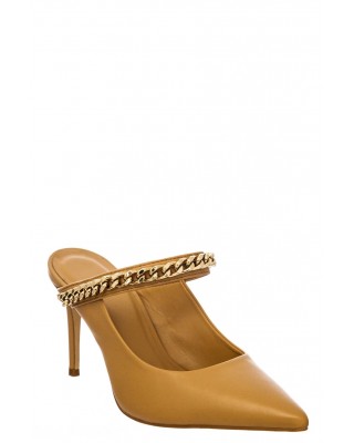 Γυναικεία καφέ δερμάτινα mule με αλυσίδα - Carrano 195142 Γυναικεία καφέ δερμάτινα mule με αλυσίδα - Carrano 195142