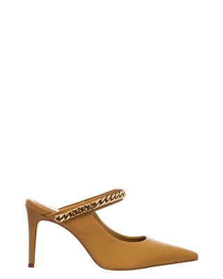 Γυναικεία καφέ δερμάτινα mule με αλυσίδα - Carrano 195142 Γυναικεία καφέ δερμάτινα mule με αλυσίδα - Carrano 195142