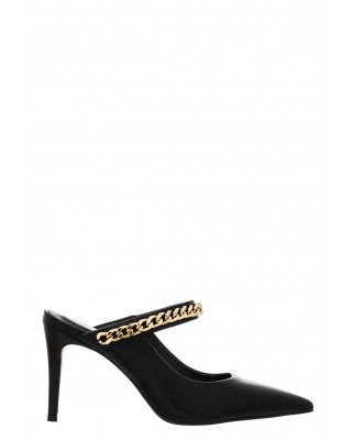 Γυναικεία μαύρα δερμάτινα mule με αλυσίδα - Carrano 195142 Γυναικεία μαύρα δερμάτινα mule με αλυσίδα - Carrano 195142