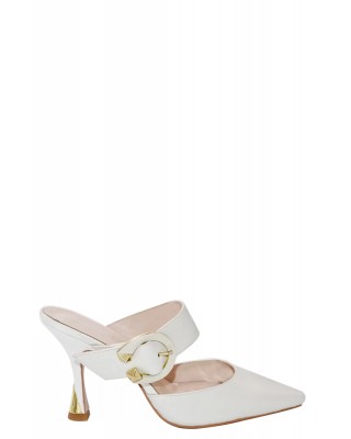 Γυναικεία λευκά δερμάτινα ψηλοτάκουνα mules - Favela Suri 116001422 Γυναικεία λευκά δερμάτινα ψηλοτάκουνα mules - Favela Suri 116001422