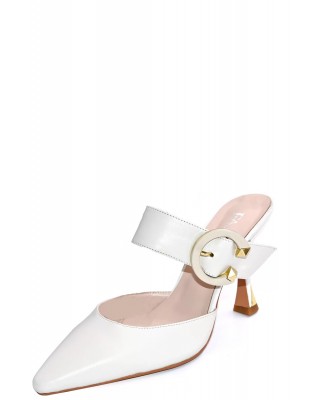 Γυναικεία λευκά δερμάτινα ψηλοτάκουνα mules - Favela Suri 116001422 Γυναικεία λευκά δερμάτινα ψηλοτάκουνα mules - Favela Suri 116001422