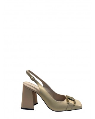 Γυναικείες μπεζ δερμάτινες εξώφτερνες γόβες - Favela Travail 116001414