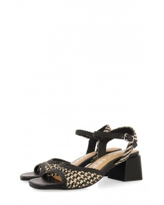 Γυναικεία μαύρα πλεκτά δερμάτινα πέδιλα - Gioseppo Ladock 72292