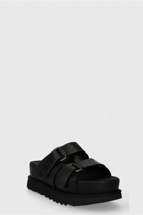 Γυναικείες μαύρες δερμάτινες παντόφλες - Ugg Goldenstar Hi Slide W/1152651