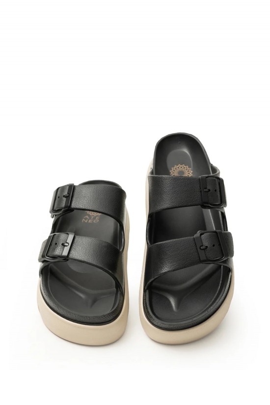 Γυναικείες μαύρες- μπεζ παντόφλες - Ateneo 104 Black-beige Sea Sandals 