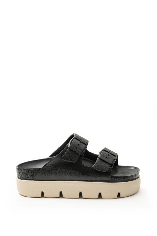 Γυναικείες μαύρες- μπεζ παντόφλες - Ateneo 104 Black-beige Sea Sandals 