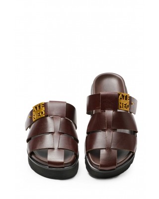 Γυναικεία καφέ δερμάτινα σανδάλια - Ateneo 51316 Γυναικεία καφέ δερμάτινα σανδάλια - Ateneo 51316