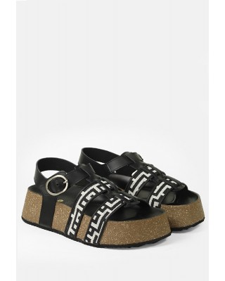 Γυναικείο δερμάτινο σανδάλι με μαίανδρο - MR 84400014