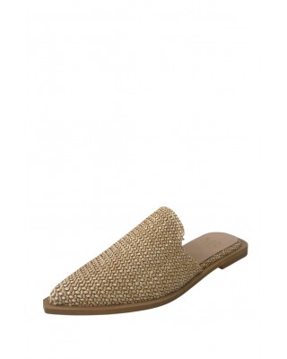 Γυναικεία δερμάτινα μπεζ ψάθινα mules - MIRA 8110023