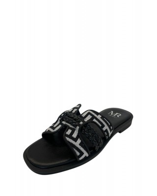 Γυναικείο φλάτ δερμάτινο σανδάλι με μαίανδρο - MIRA 77300076