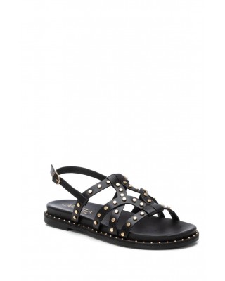 Γυναικεία μαύρα δερμάτινα σανδάλια με λεπτομέρειες - Carmela 162392 Γυναικεία μαύρα δερμάτινα σανδάλια με λεπτομέρειες - Carmela 162392