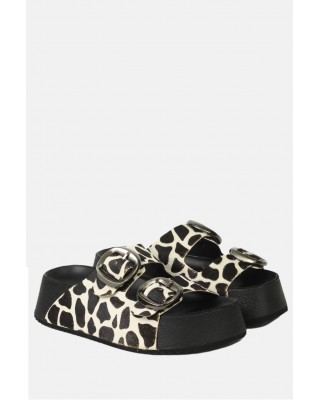 Γυναικεία δερμάτινα σανδάλια animal print - MR 8400015