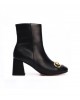 Black Women's Leather Ankle Boots with Metal Favela -011600094600137 Black Women's Leather Ankle Boots with Metal Favela -011600094600137