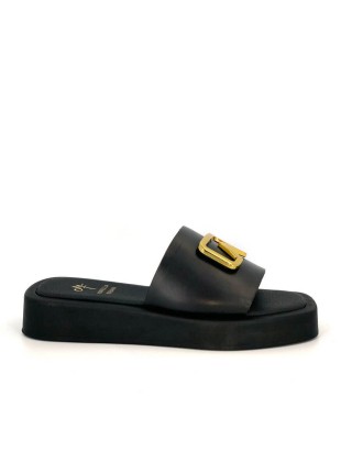 Black Women's leather slippers Mariella Fabiani - 2220/1122
