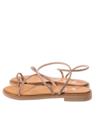 Women's pink gold sandal with rhinestones- Mariella Fabiani 2210S