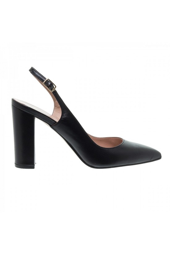 Black leather Mourtzi heels - Slingback 85/853K02