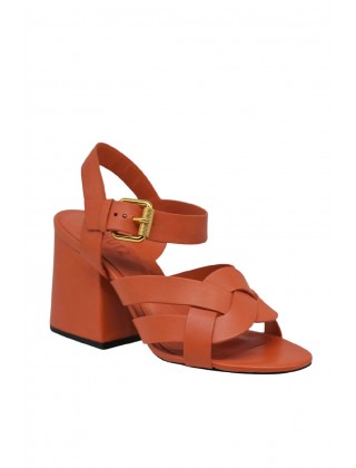 Γυναικεία πορτοκαλί δερμάτινα πέδιλα - Schutz S2056201710003