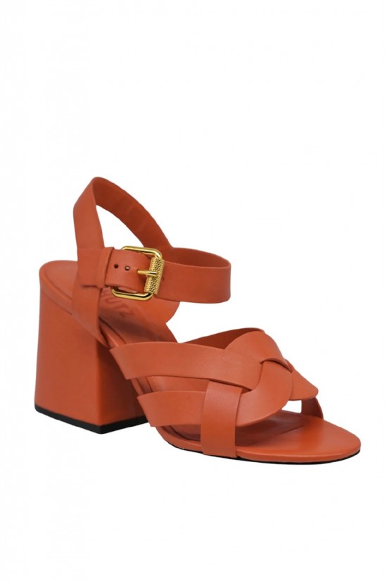 Γυναικεία πορτοκαλί δερμάτινα πέδιλα - Schutz S2056201710003