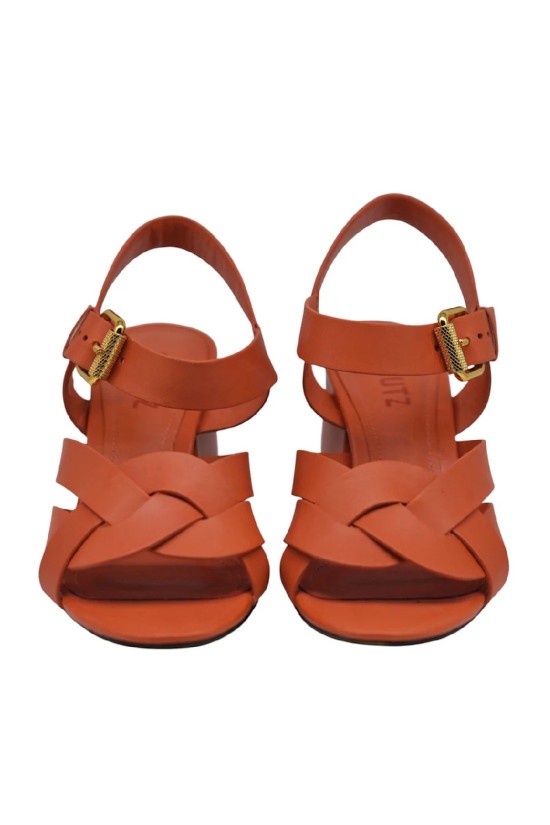 Γυναικεία πορτοκαλί δερμάτινα πέδιλα - Schutz S2056201710003