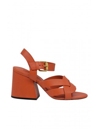 Γυναικεία πορτοκαλί δερμάτινα πέδιλα - Schutz S2056201710003