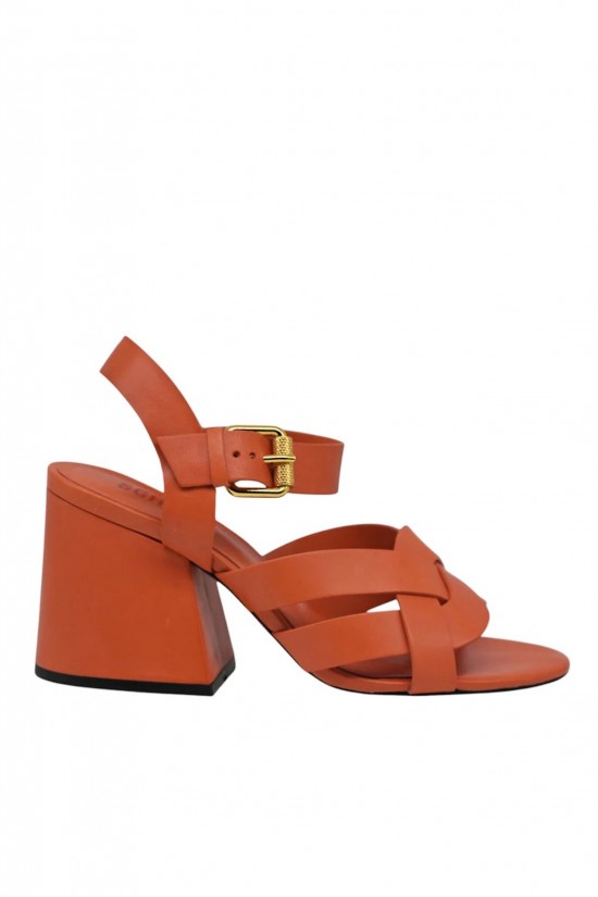 Γυναικεία πορτοκαλί δερμάτινα πέδιλα - Schutz S2056201710003