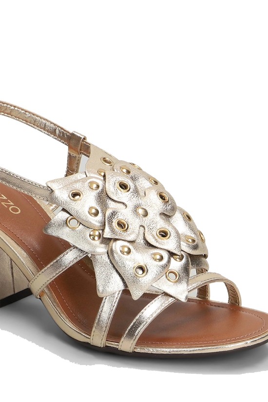 Γυναικεία χρυσά δερμάτινα πέδιλα - Arezzo Gold A12463007003U