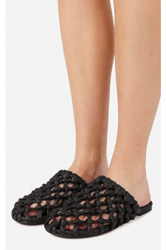 Γυναικεία μαύρα δερμάτινα mules - Bronx Ann-aya 85093